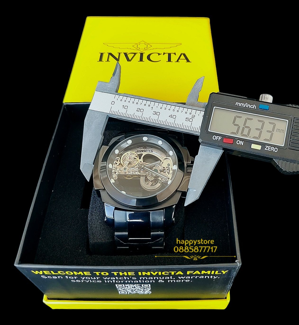INVICTA Coalition Forces Black Skeleton full metal 56 mm, часовник нов