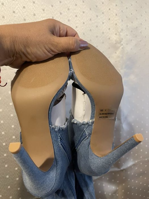 Дънкови високи ботуши