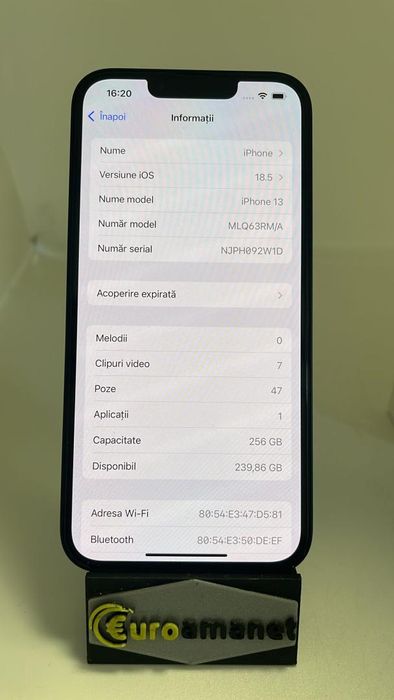 Telefon mobil Apple iPhone 13, 256GB, 5G Bat 84 % -A-