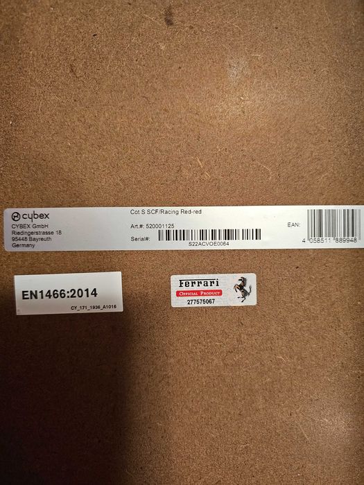 Кош за новородено Cybex Cot S, Balios S, Talos S - Ferrari Racing red