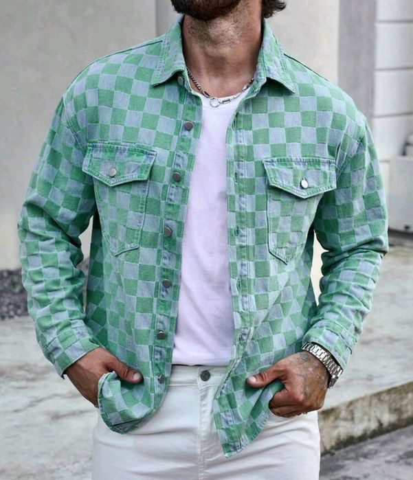 Нови дънкови якета риза череп Harajuku Style деним овърсайз памук Хл