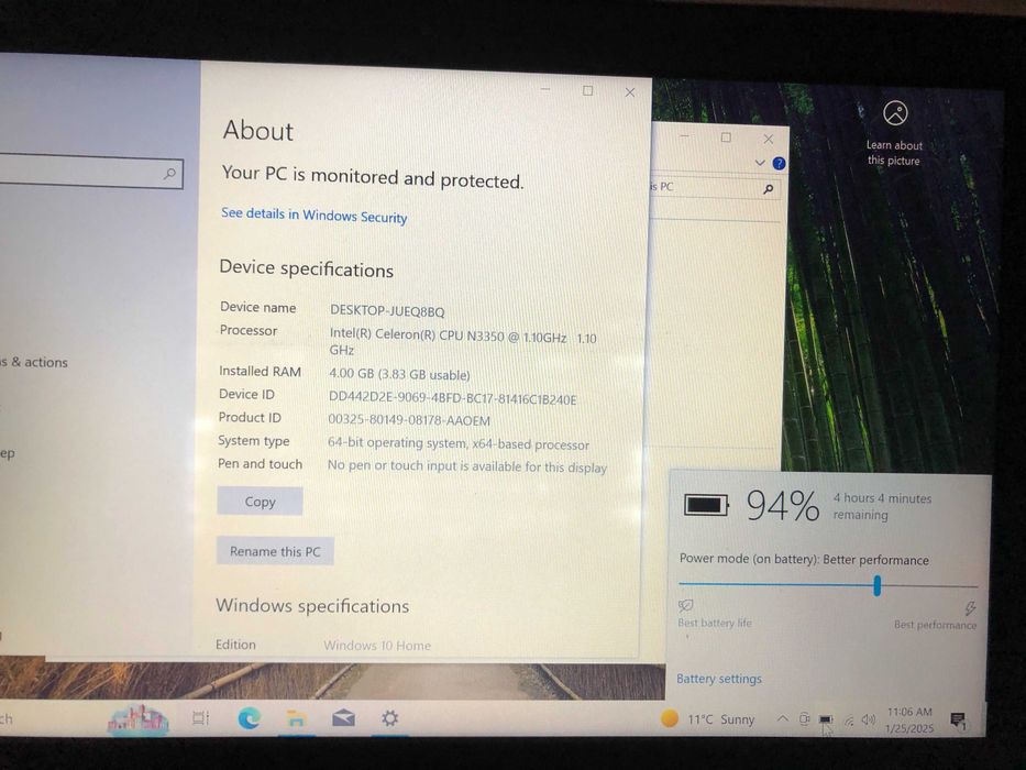 Laptop Lenovo Ideapad 120S intel N3350 4Gb Ssd120Gb 3ore display 14FHD