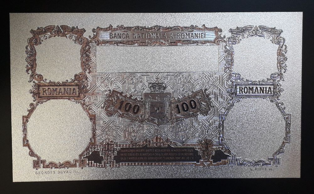 100 LEI 1931 - Bancnota Polimer (Plastic) PLACATA CU ARGINT 999‰