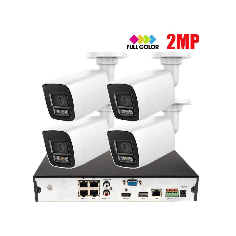 IP PoE СИСТЕМА за Видеонаблюдение с 4 Камери 2MP и Мрежов PoE NVR