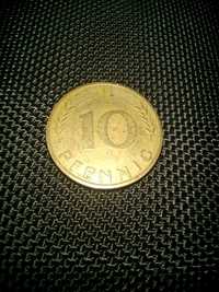 Monedă 10 Pfennig 1981 și  50 Lire italiene 1977