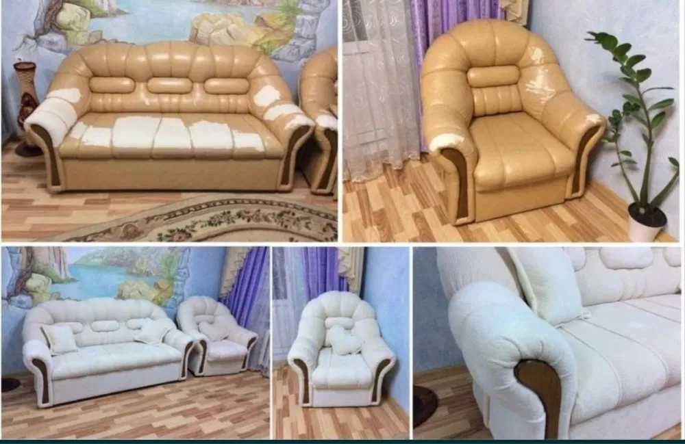 Полная замена обивки мягкой мебели реставрация перетяжка в Алматы