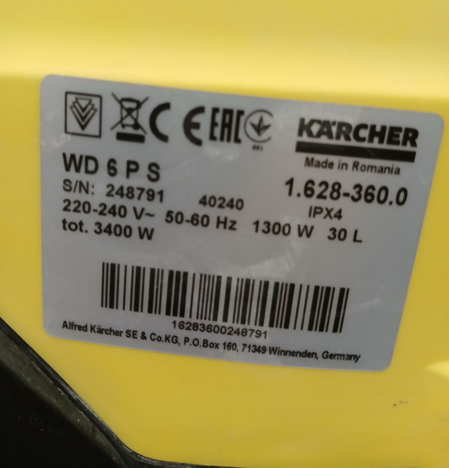 Пылесос Karcher WD 6 -30 L срочно