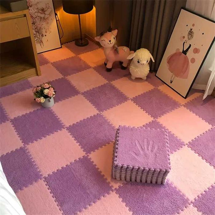 Комплект от 12 броя Велурен мек килим - пъзел за детска стая 30х30 см