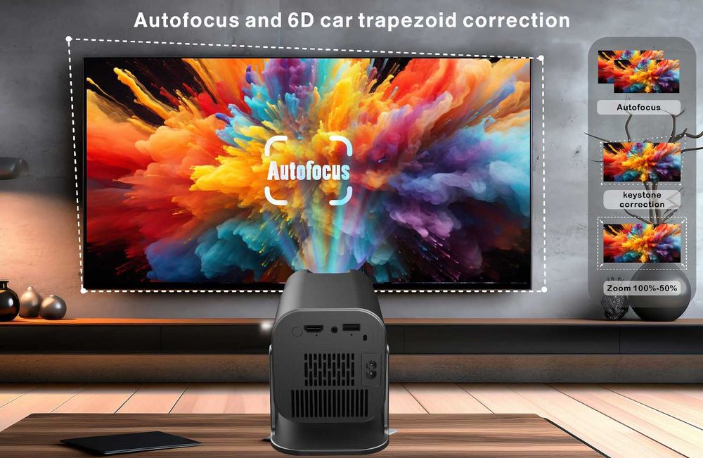 Portable projector for home theater, 1080p smart HD 4K