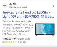 Televizor Smart Android LED Star-Light, 109 cm, 43DM7500, 4K Ultra HD