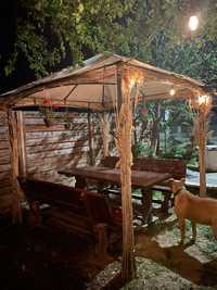 Pavilion + masă + băncuțe lemn