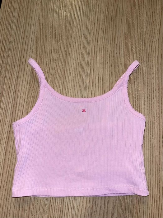 chanel розов кроп топ потник къс рипс тънки презрамки