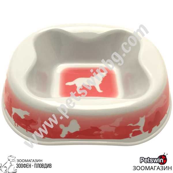 Купа за Куче/Коте - 400ml - Melamine Bowl-Pet Interest-Бял/Червен цвят