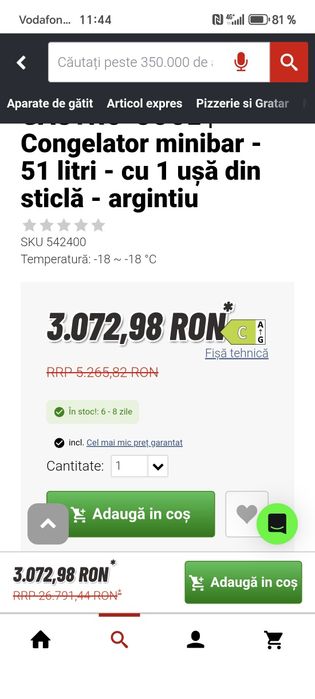 Congelator minibar 51 litri