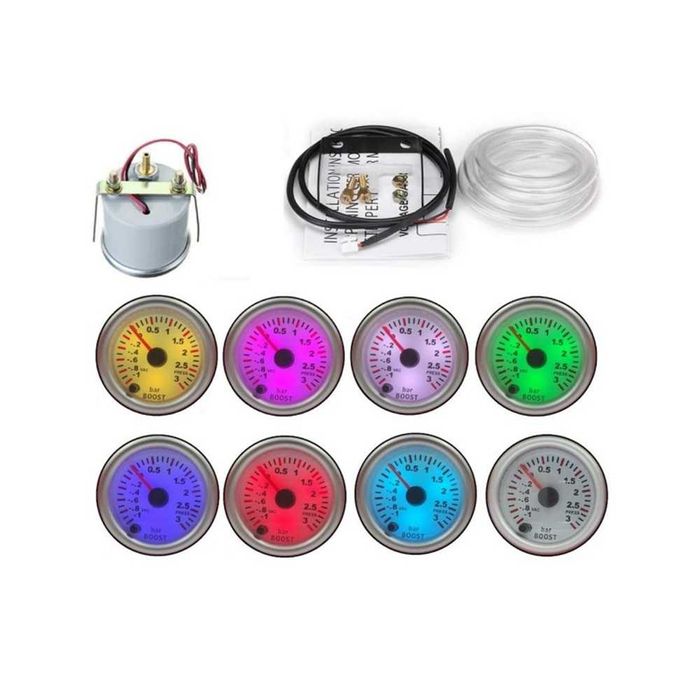 Уред за налягането на турбината Boost Meter RGB - 3 bar/52мм/7 цвята.