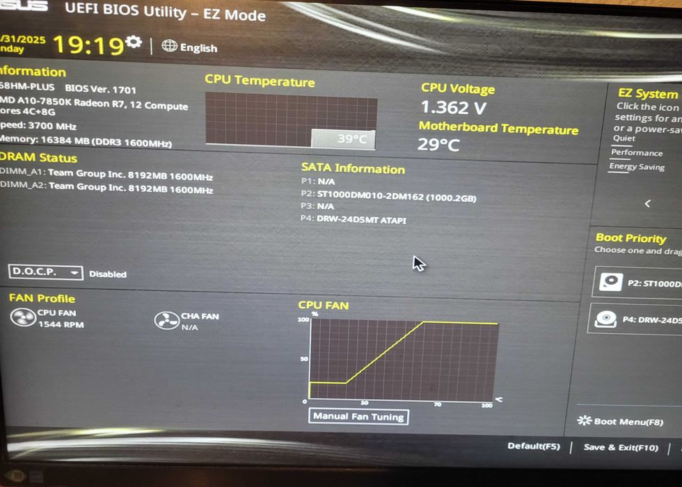 PC Asus gaming AMD A10-7850K 3,70GHz 16Gb DDR3 1Tb HDD GTX 960
