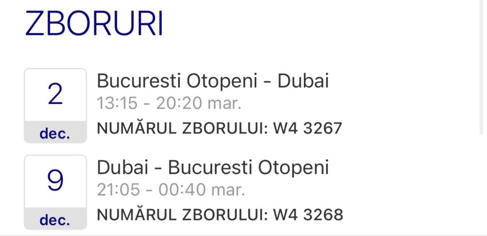 Bilet de avion, dus-întors Cluj-Dubai