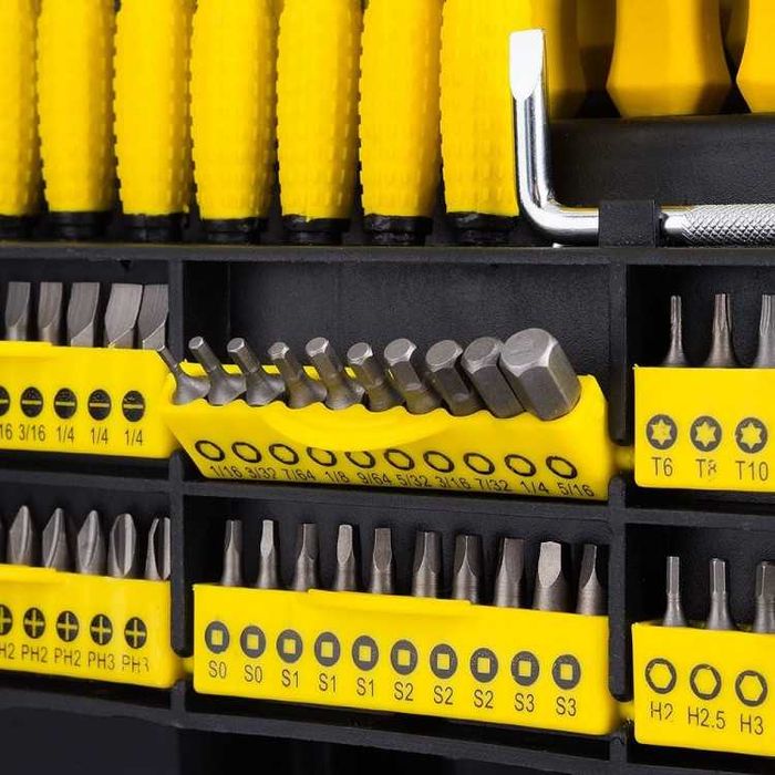 НЕМСКИ Комплект Отвертки И Битове 100 Части STAHLMAYER + ЛЕД ФЕНЕР