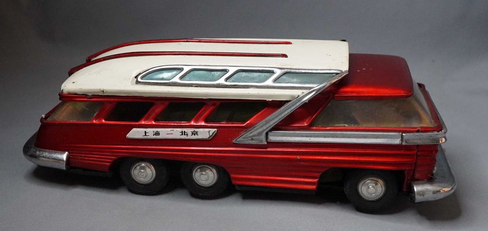 Стара Китайска Метална ламаринена играчка модел автобус ME083