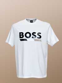 -70% Hugo Boss бяла тениска с голяма щампа сезон 2023г. - M XXL