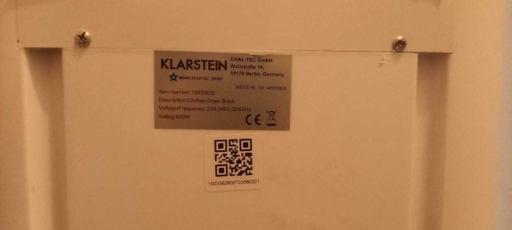 Klarstein Zap Dry, uscator de rufe, 820 W, 50 l