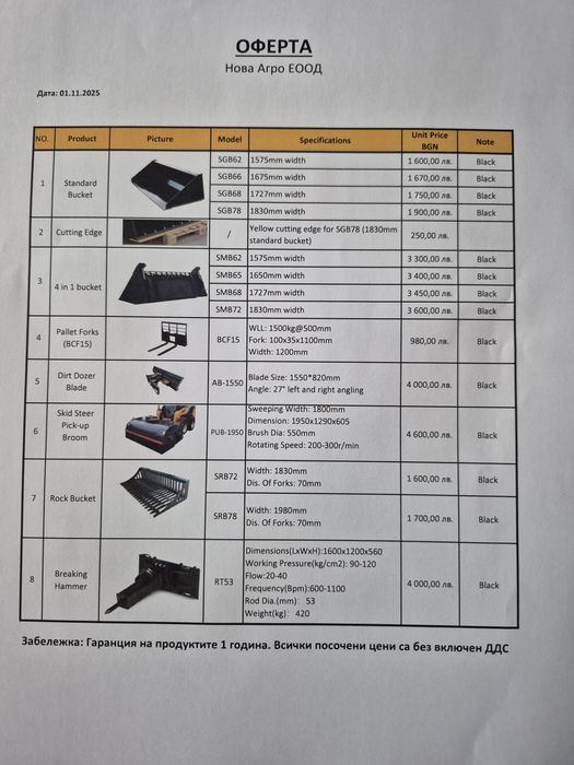Кофа 1575мм , 4 в 1 за Бобкат