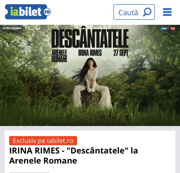 Irina Rimes bilet Descantatele 2025