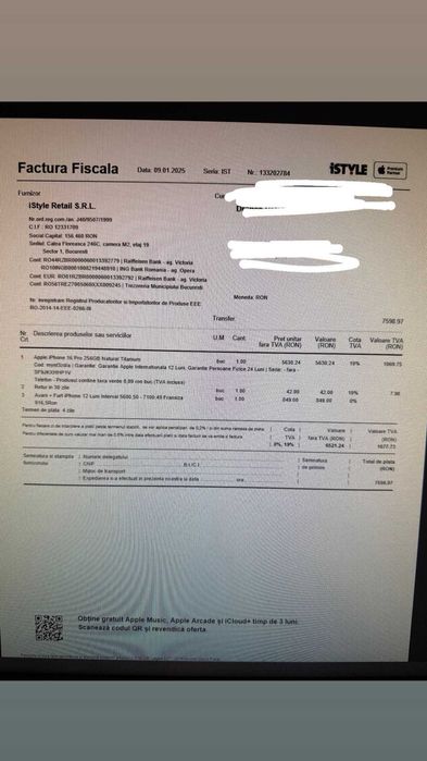 Iphone 16 pro cu garantie, stare impecabila