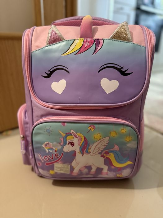 Ghiozdan fete roz, cu unicorn NOU