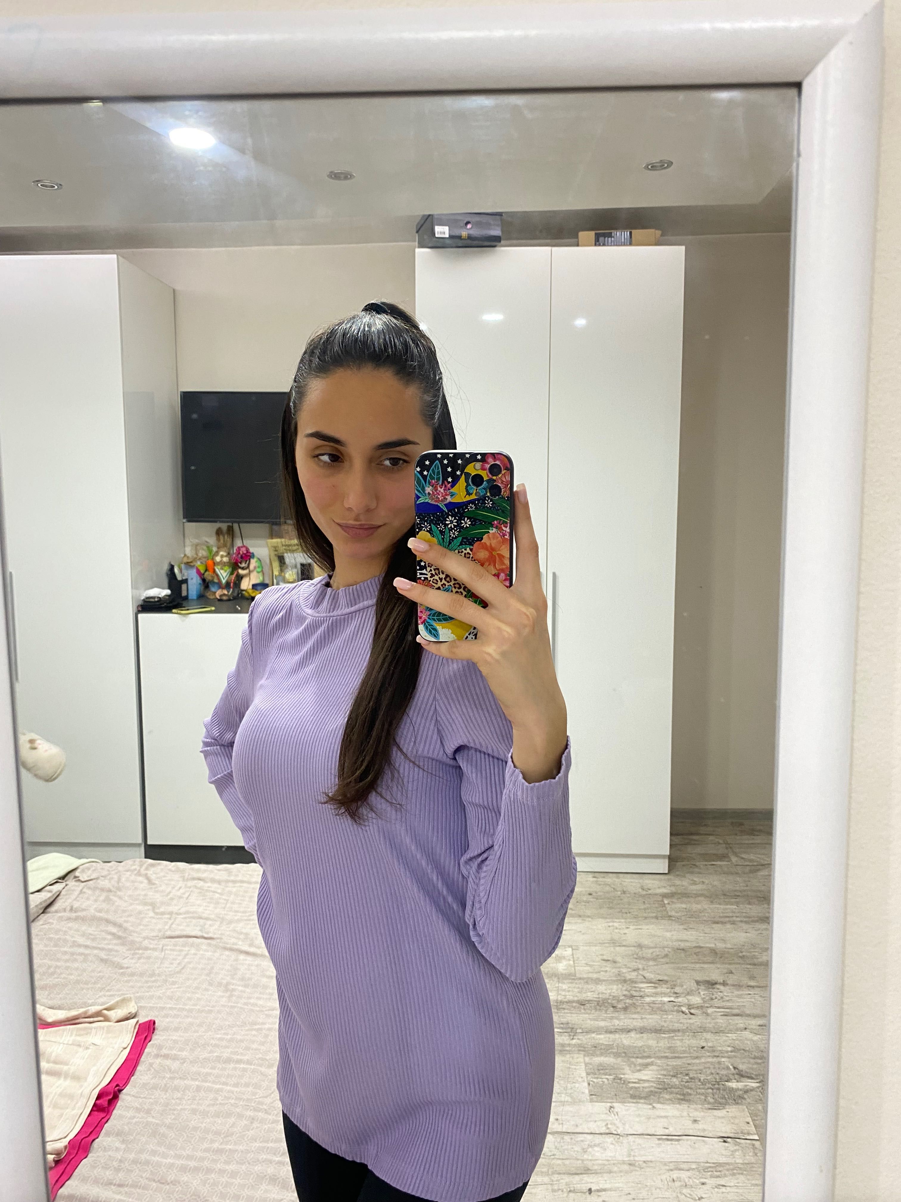 Лилава рипс блуза