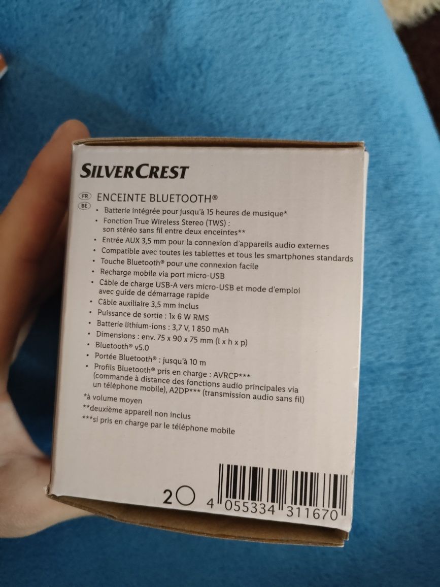 Boxa Portabilă Bluetooth Silvercrest Nouă
