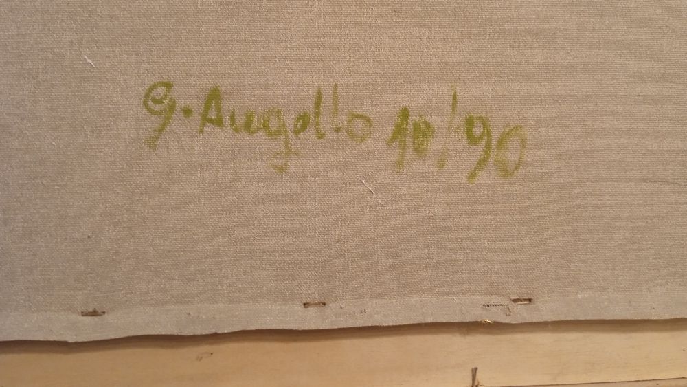 Frizer-Pictura pe panza, Italia anii 90', decor frizerie/barber shop