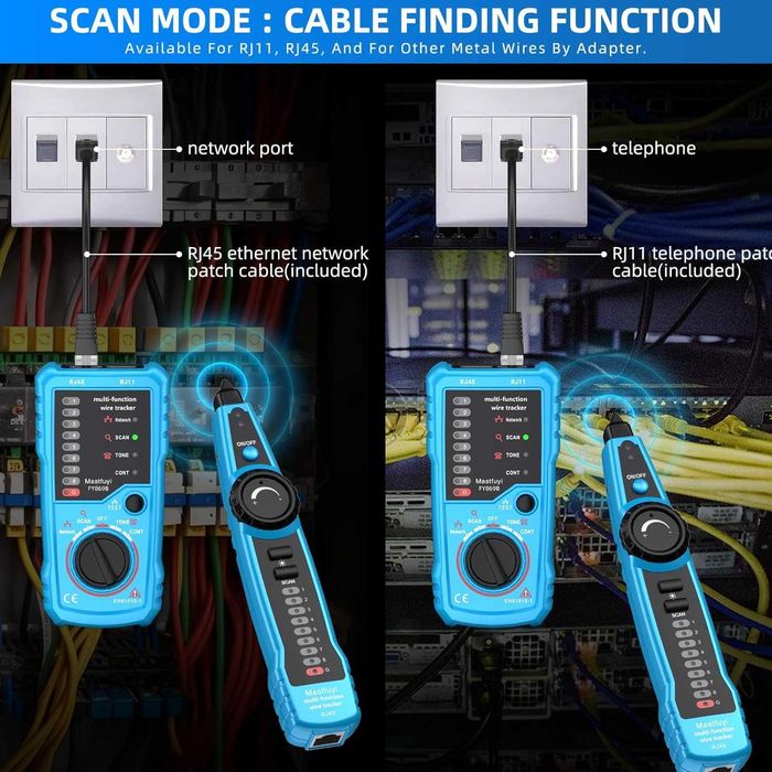 Tester cabluri rețea Mastfuyi FY869B,detector digital linii semnal ton