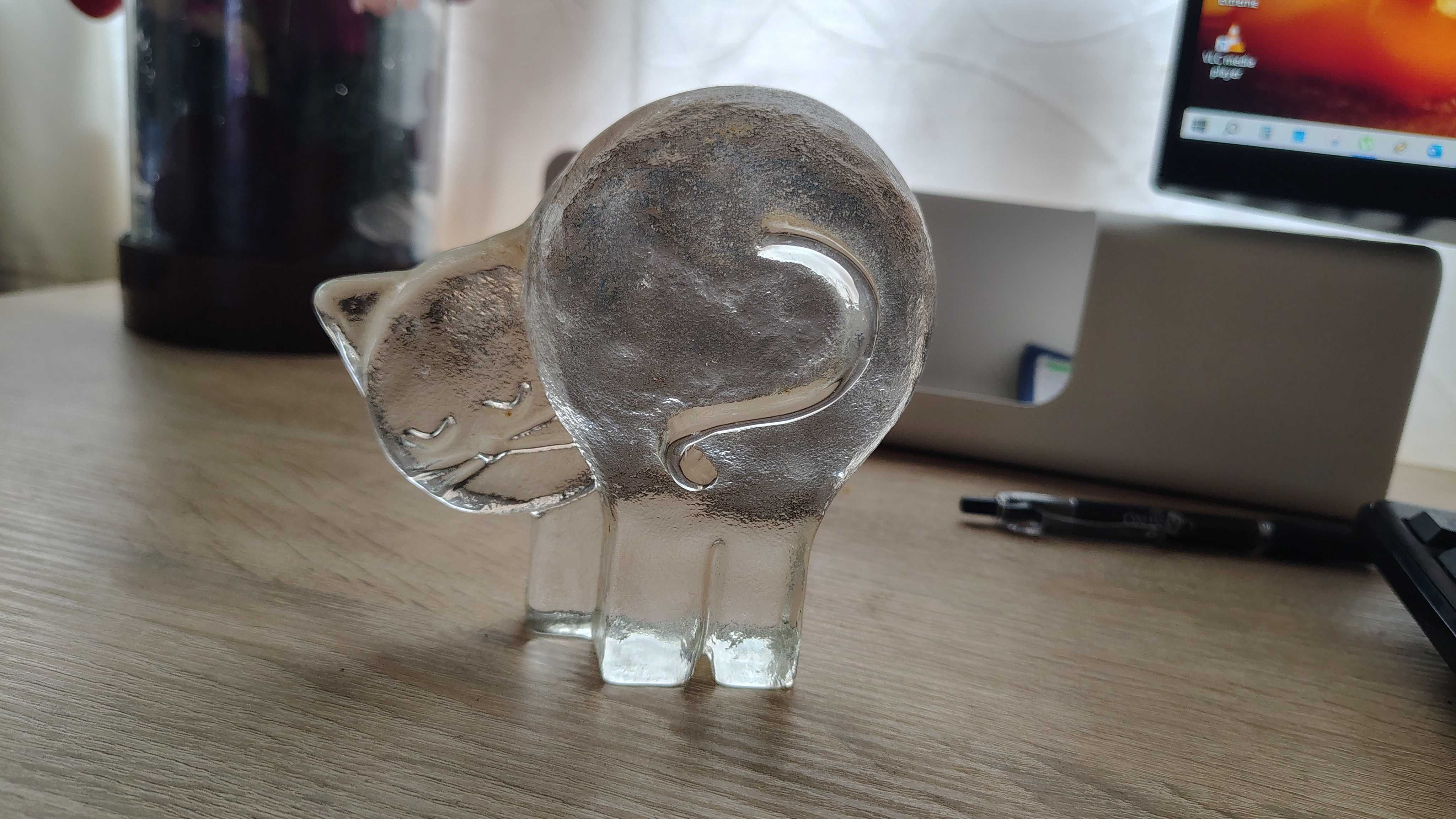 Presspapir din sticla grea Pisica transparent