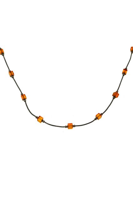 Colier argint vintage, chihlimbar Polonia