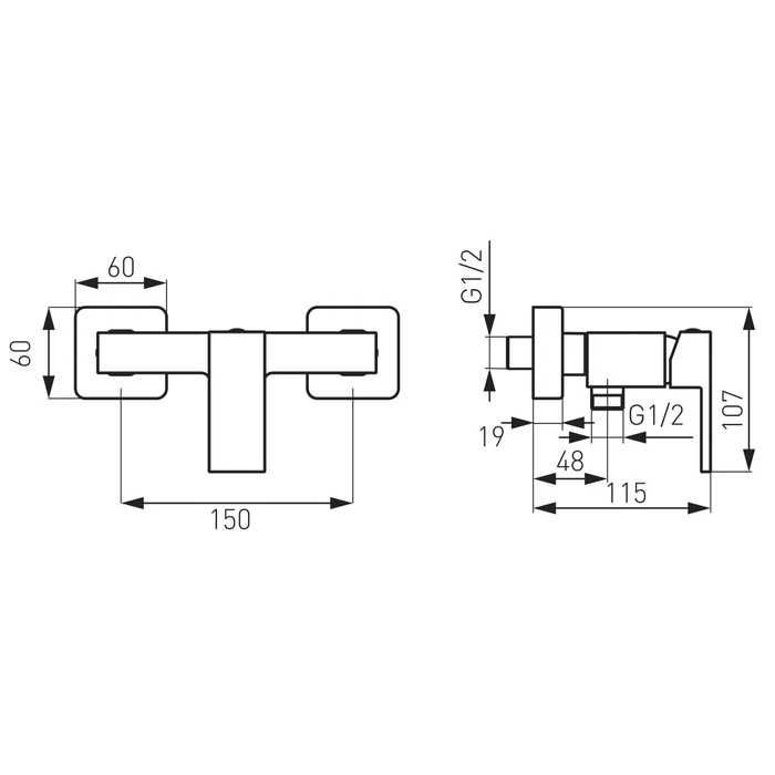 Baterie Dus Ferro Staccato Negru Cartus Ceramic Grohe Roca Lux Premium