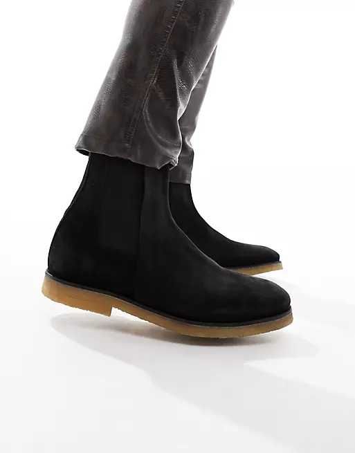 Кожени мъжки боти тип челси AllSaints Rhett Suede Boot Черни Размер 41