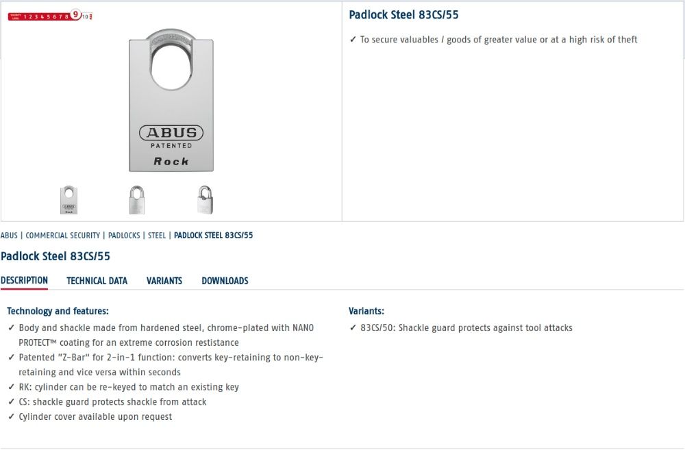 Lacat de inalta securitate Abus 83/55CS