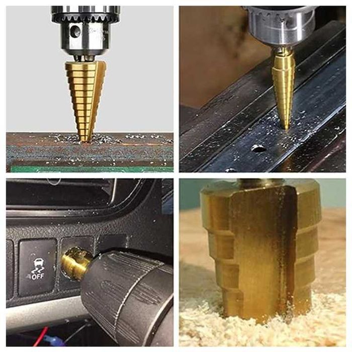 Set 6 de burghie cu pas HSS titan, 3 marimi de burghie in trepte,nou