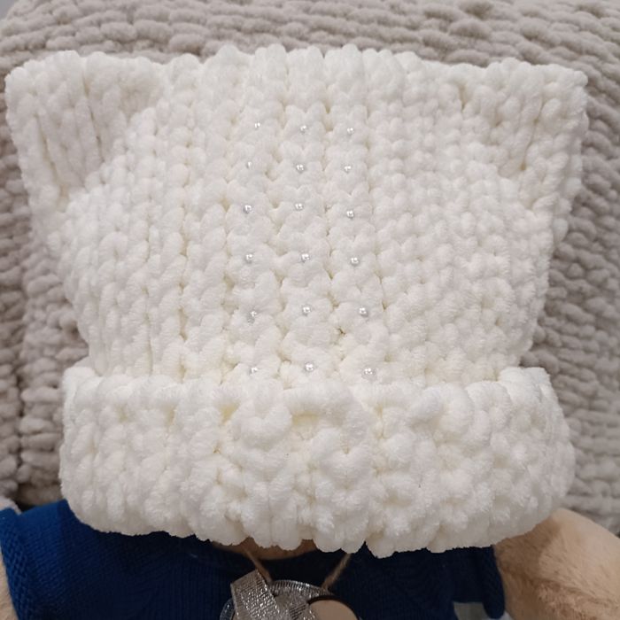 Шапка с ушками, ручная вязка