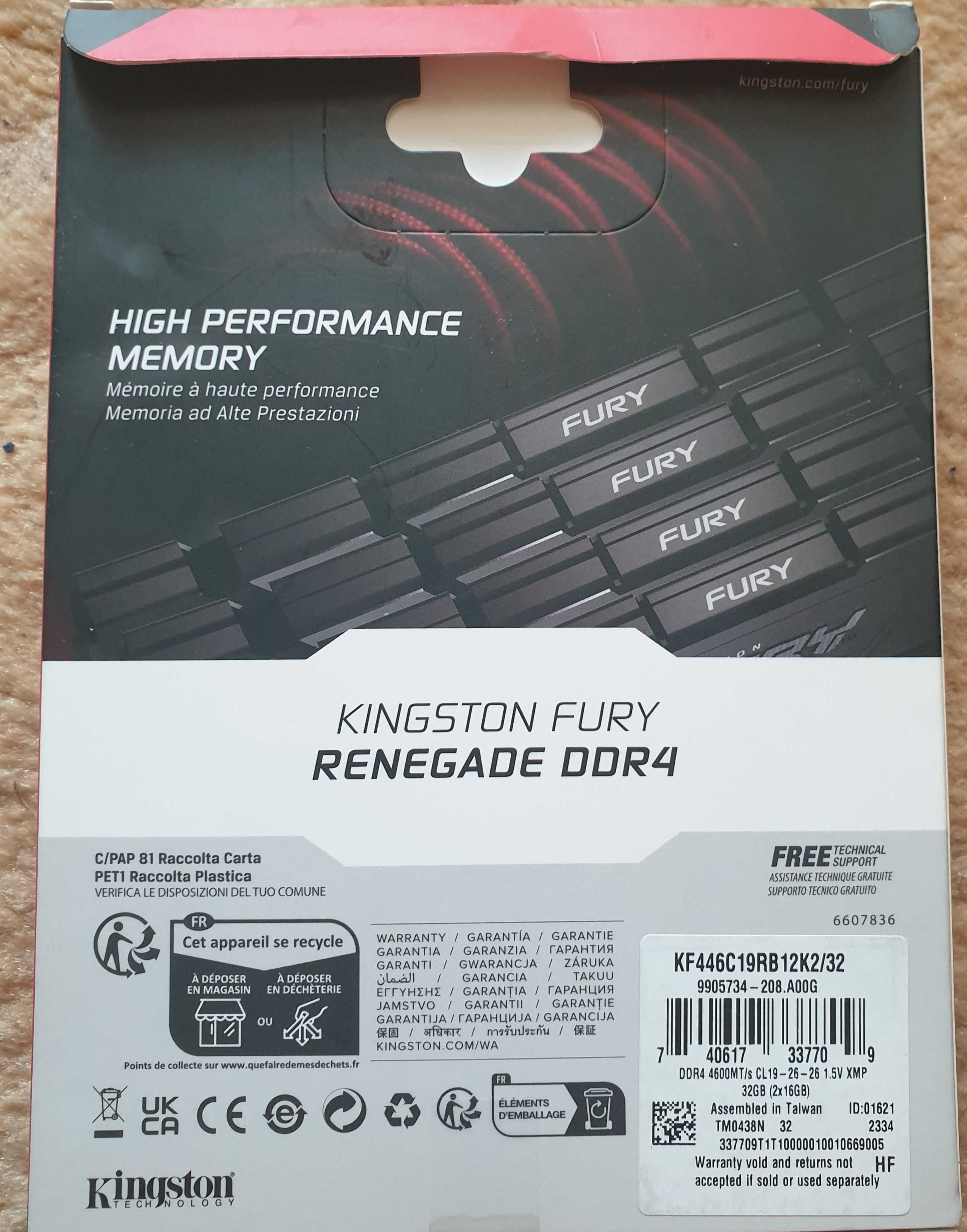 Memorie Kingston Fury Renegade 32GB DDR4 kit 2x16GB, 4600MHz, CL 19