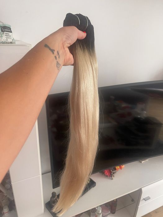 vând set extensii clip on păr natural