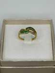 INEL AUR 14K + 4 Diamante = 0.04ct + 10 Smaralde = 0.30ct - Vintage !