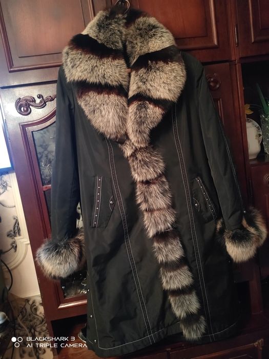 Плащ пальто с подстежкой натуральный мех размер 50