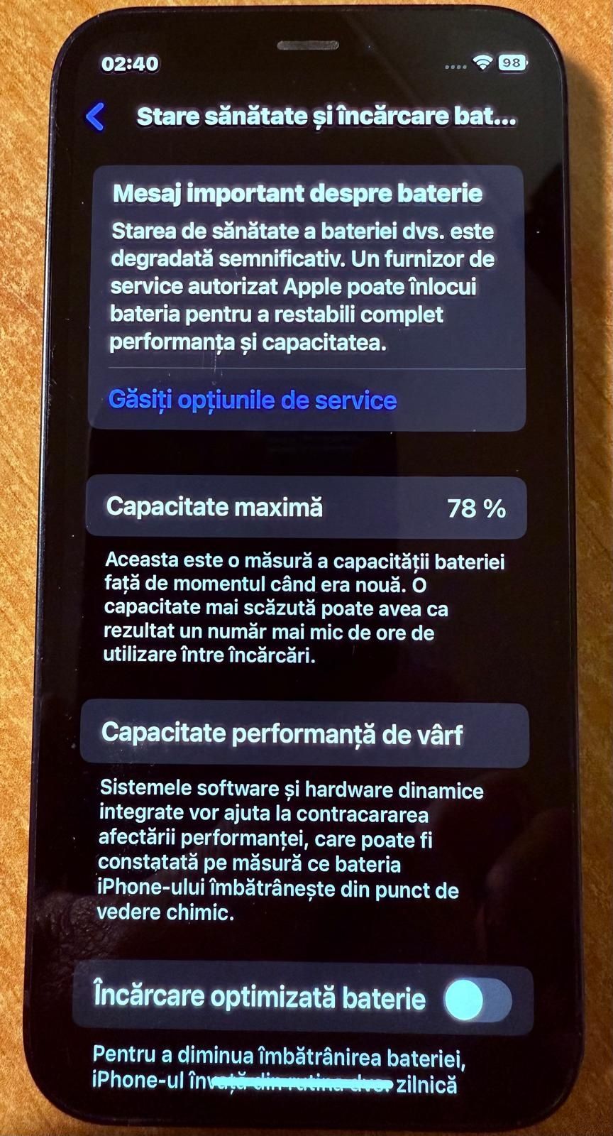 iPhone 12 mini 128 GB liber de rețea baterie 78 %