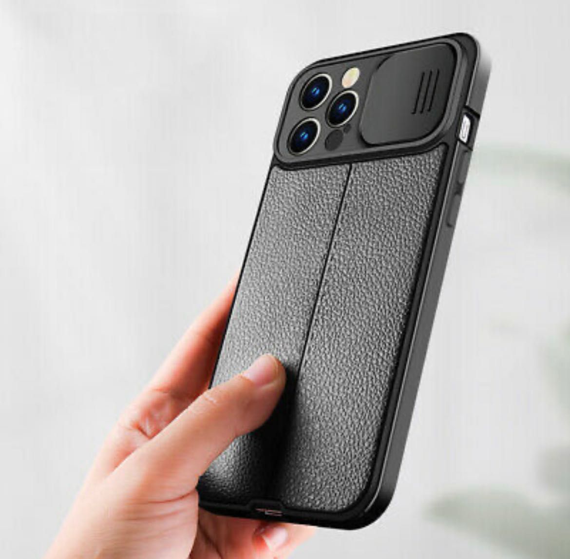 Super husa iPhone 13 si 13 Pro Silicon piele cu protectie camera slide