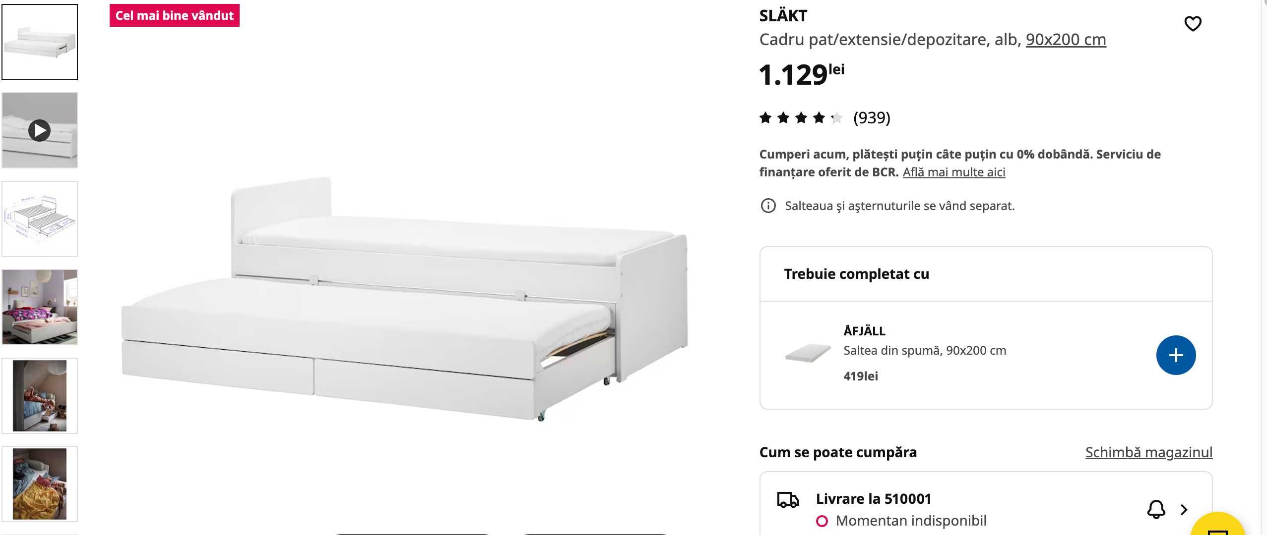 Pat copii/extensie/depozitare, alb 90x200cm