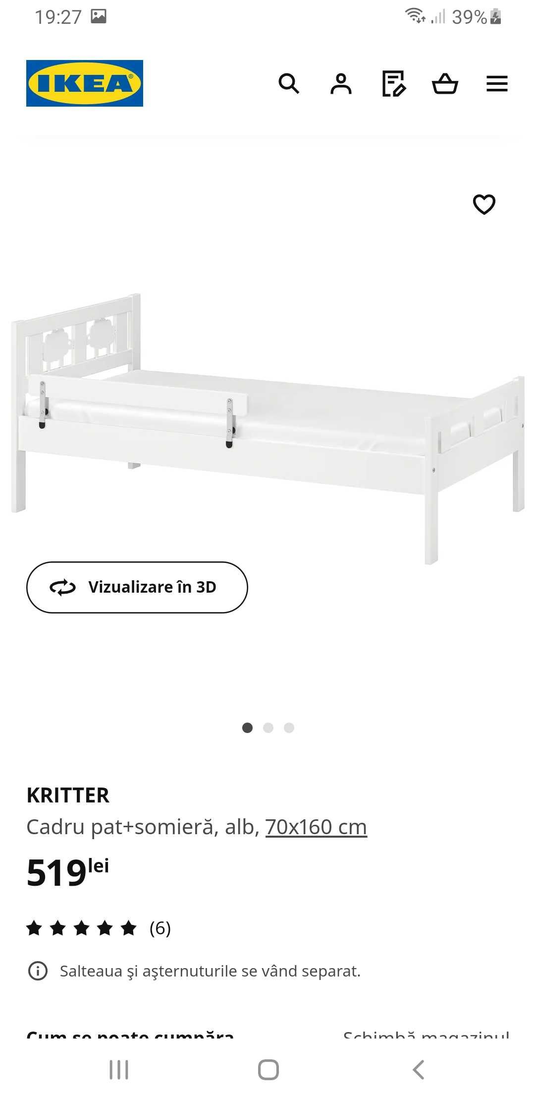 Pat copii Kritter (IKEA) 70/160+saltea