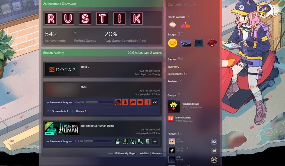 Личный Steam с набором игр: CS2 Prime, GTA 5, Rust, Apex Legends