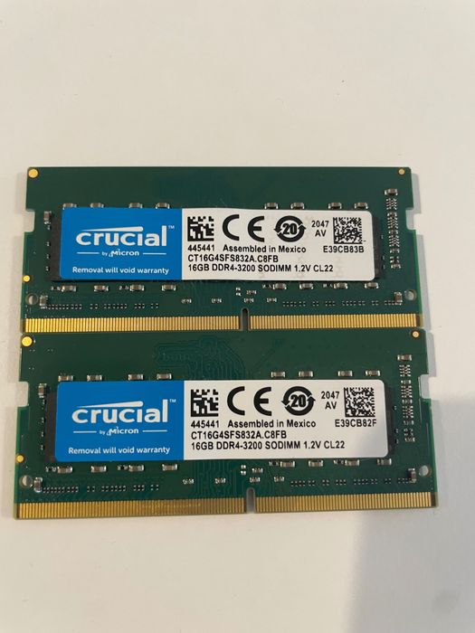 Ram 2 bucăți câte 16 GB fiecare